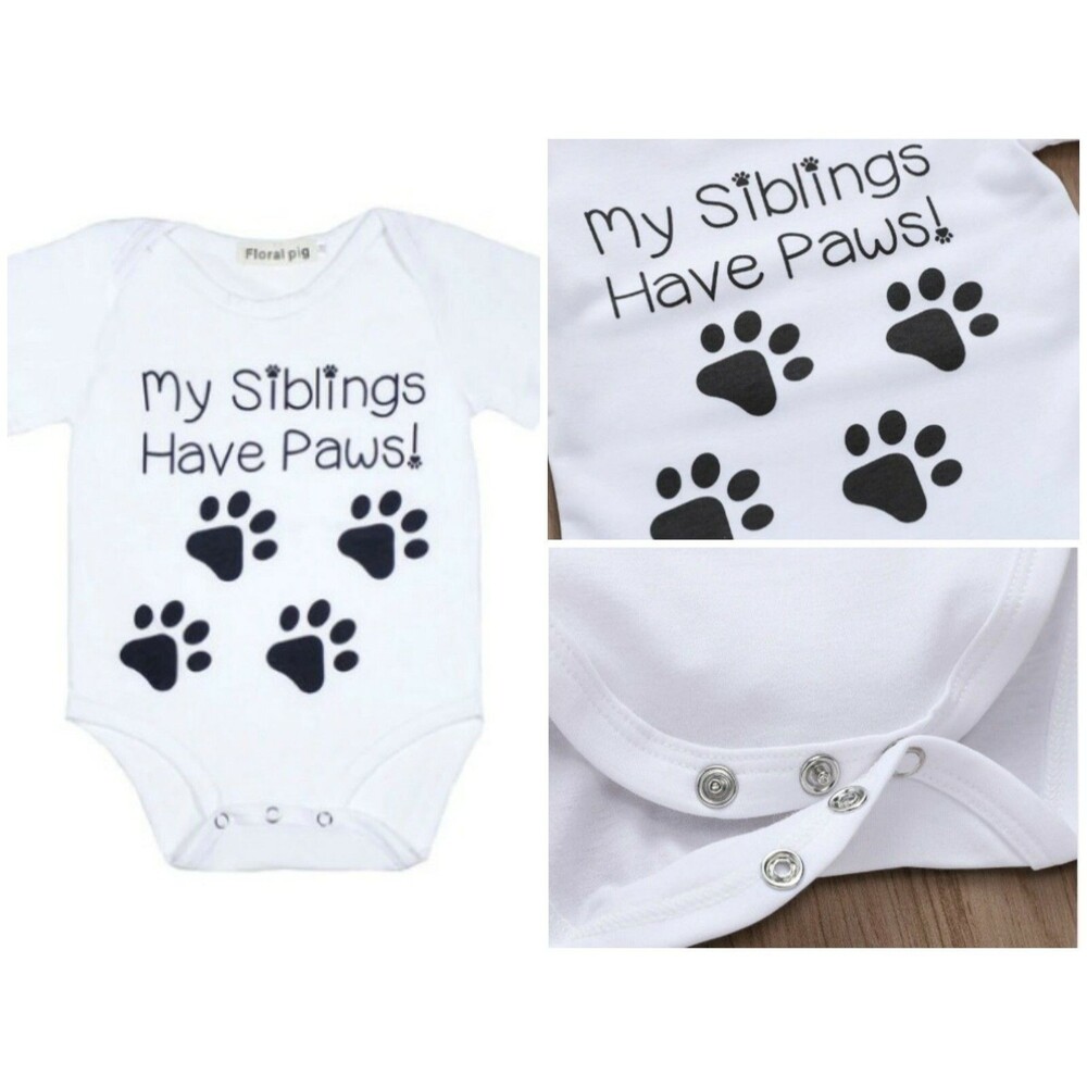 MY SIBLINGS HAVE PAWS Baby One Piece T-shirt Top 6 Months NIP US Ship